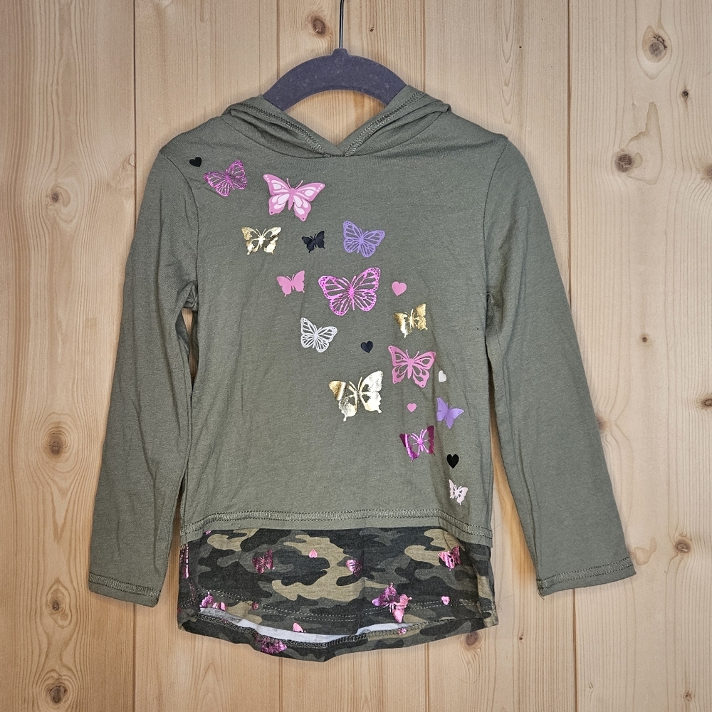3t Garanimals Camo Butterfly Print Kids Hoodie - Green